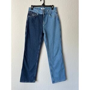 Tommy Jeans🌿Two Tone Color-block Denim Women’s SZ 4 Vintage Y2K 90s inspired